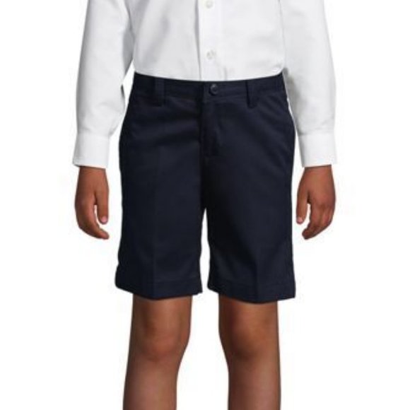 NWT LANDS' END UNIFORM BOYS PLAIN FRONT CHINO SHORTS CLASSIC NAVY 6S, 12S, 18S - Picture 1 of 11